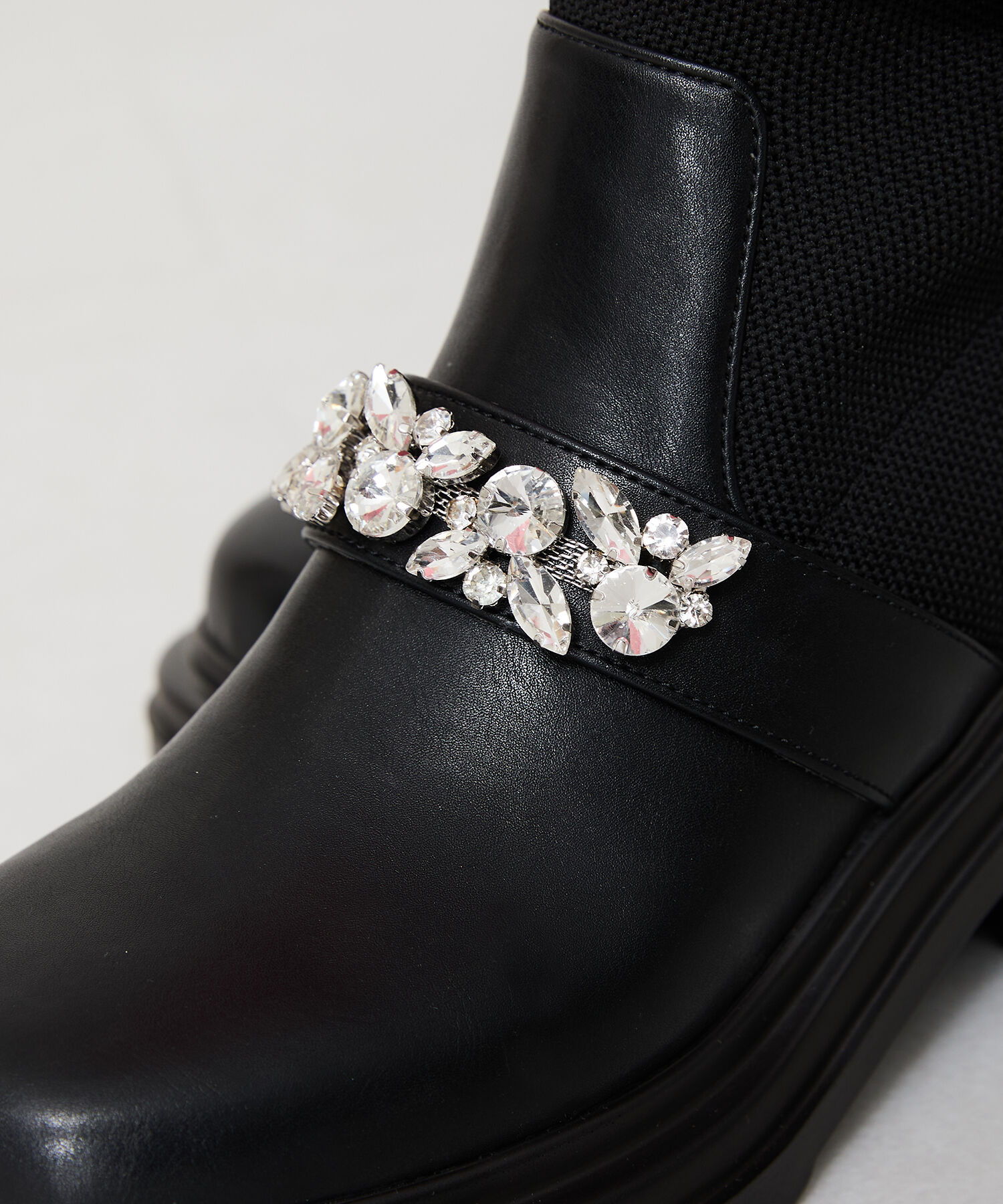 ORiental TRaffic「●2024秋冬新作●ビジューベルトニットドッキングブーツ/41415」|ショートブーツ|