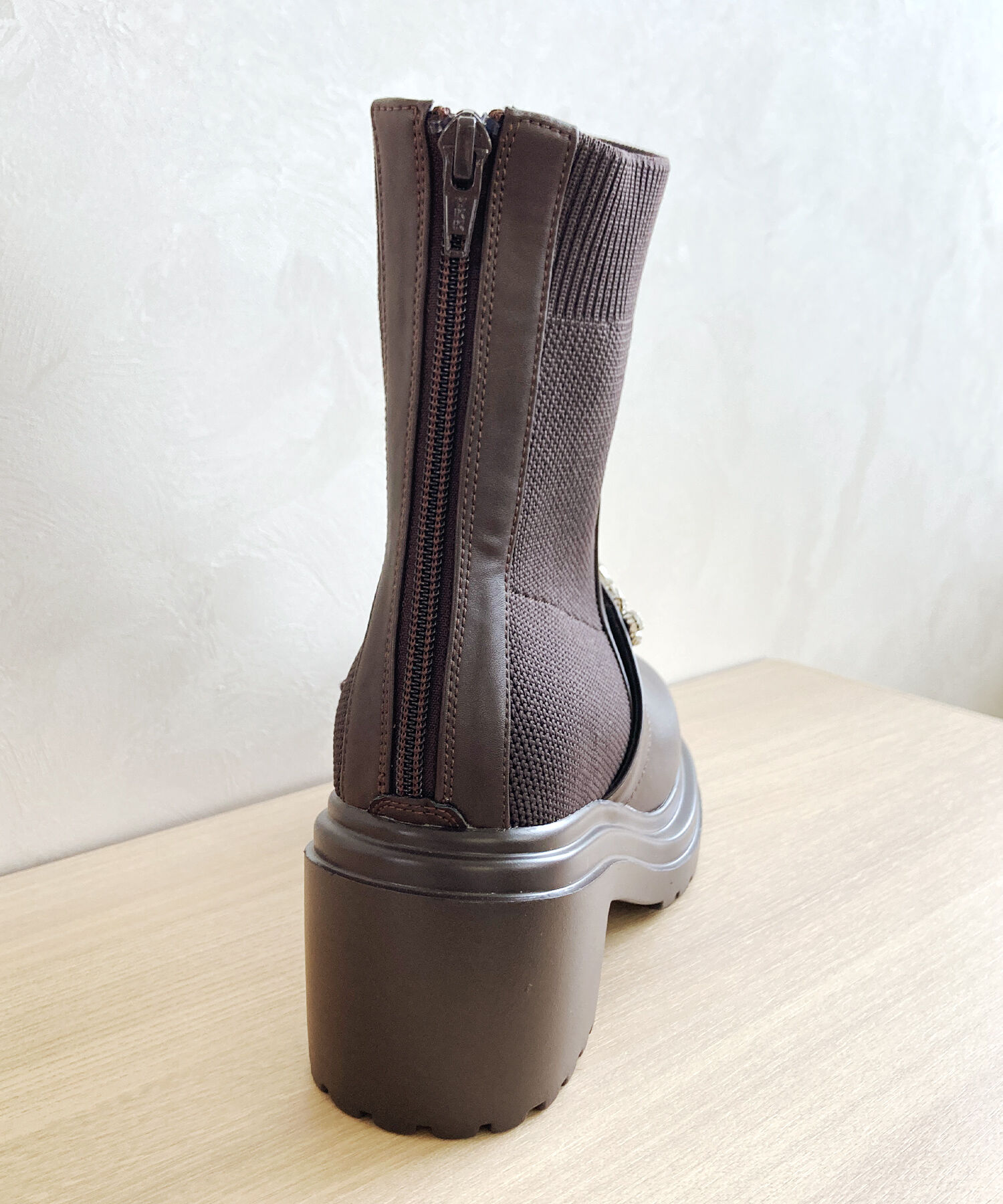 ORiental TRaffic「●2024秋冬新作●ビジューベルトニットドッキングブーツ/41415」|ショートブーツ|