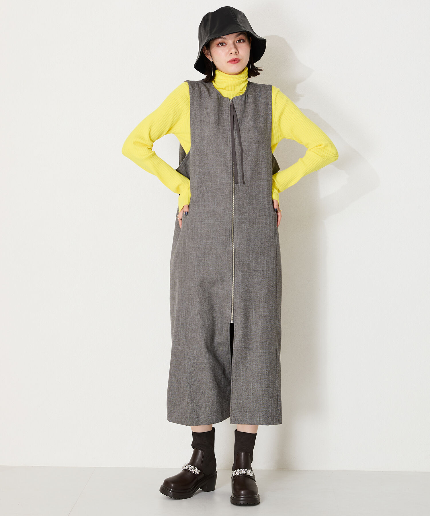 ORiental TRaffic「●2024秋冬新作●ビジューベルトニットドッキングブーツ/41415」|ショートブーツ|