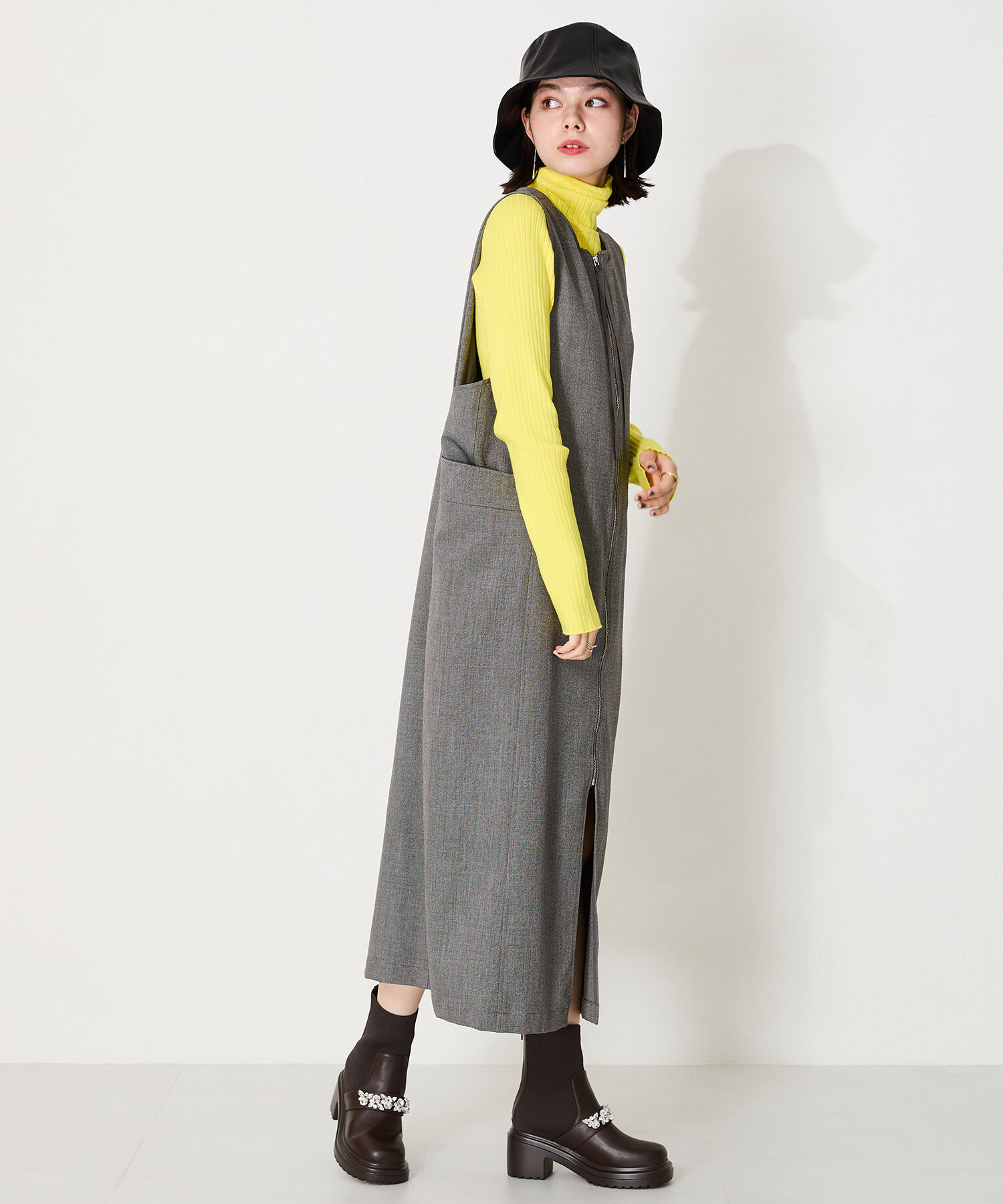 ORiental TRaffic「●2024秋冬新作●ビジューベルトニットドッキングブーツ/41415」|ショートブーツ|