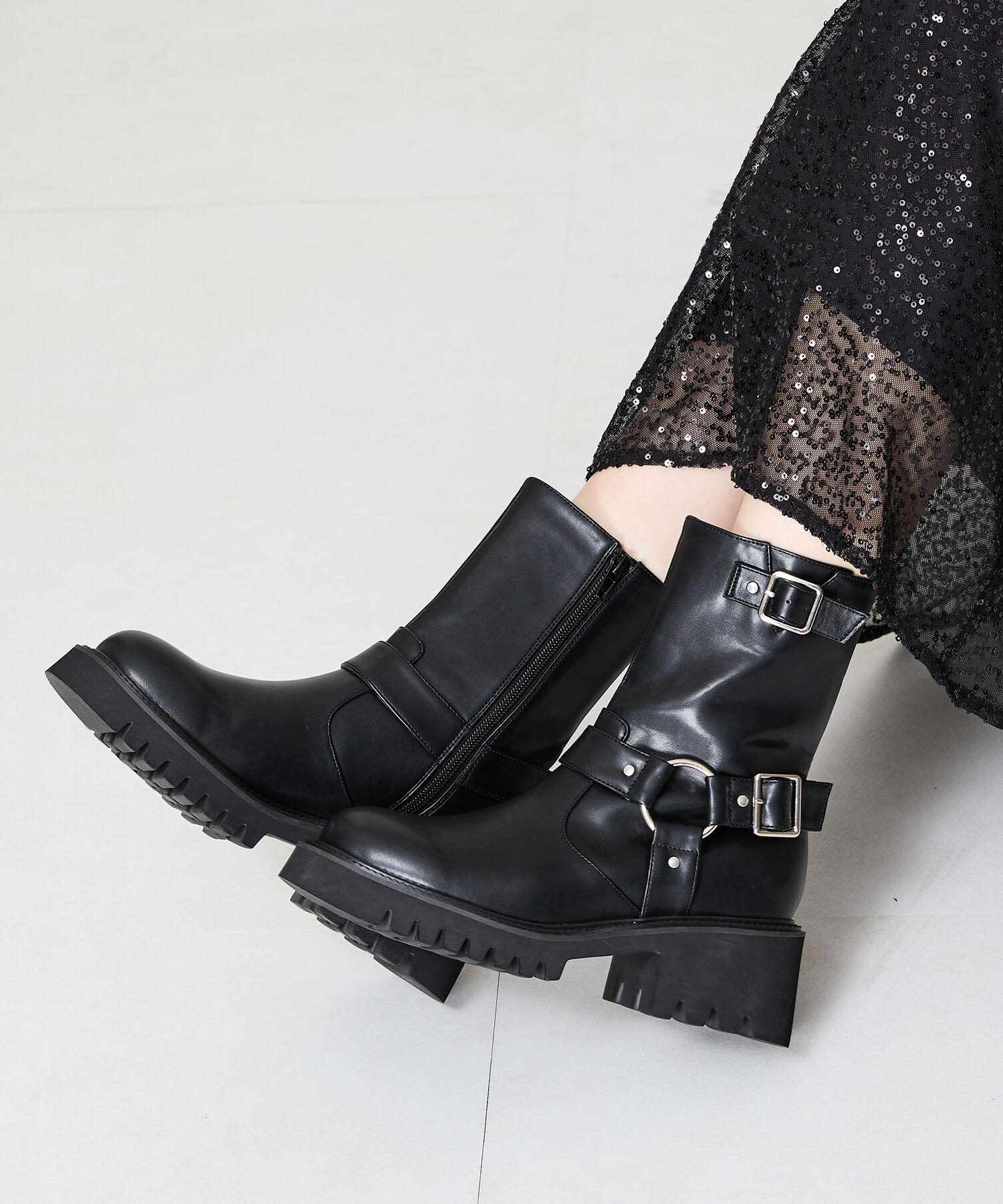 ORiental TRaffic「●2024秋冬新作●エンジニアミドルブーツ/41421」|ショートブーツ|