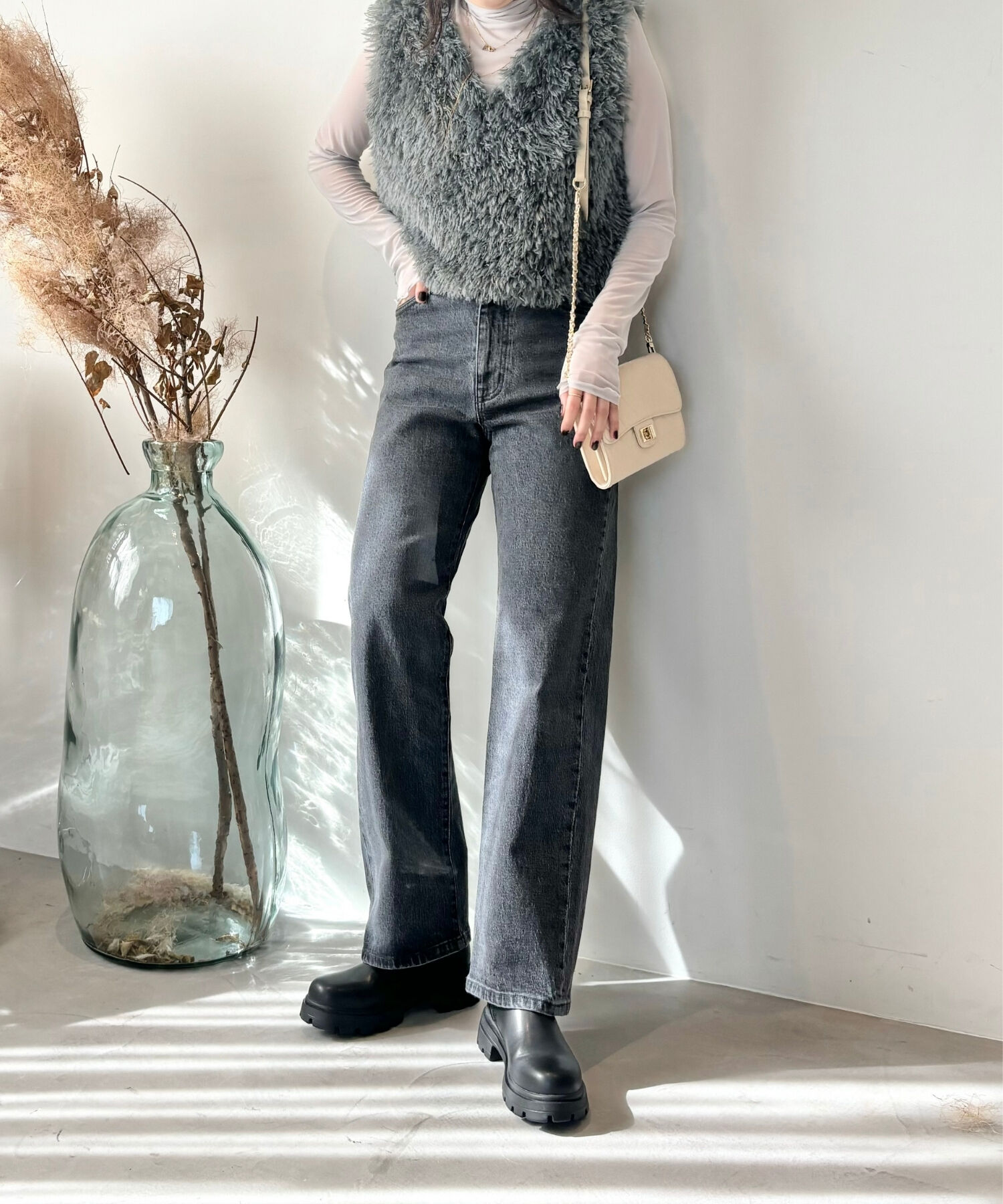 ORiental TRaffic「タンクソール サイドゴア ショートブーツ /41414 軽い ファスナー付き」|ショートブーツ|