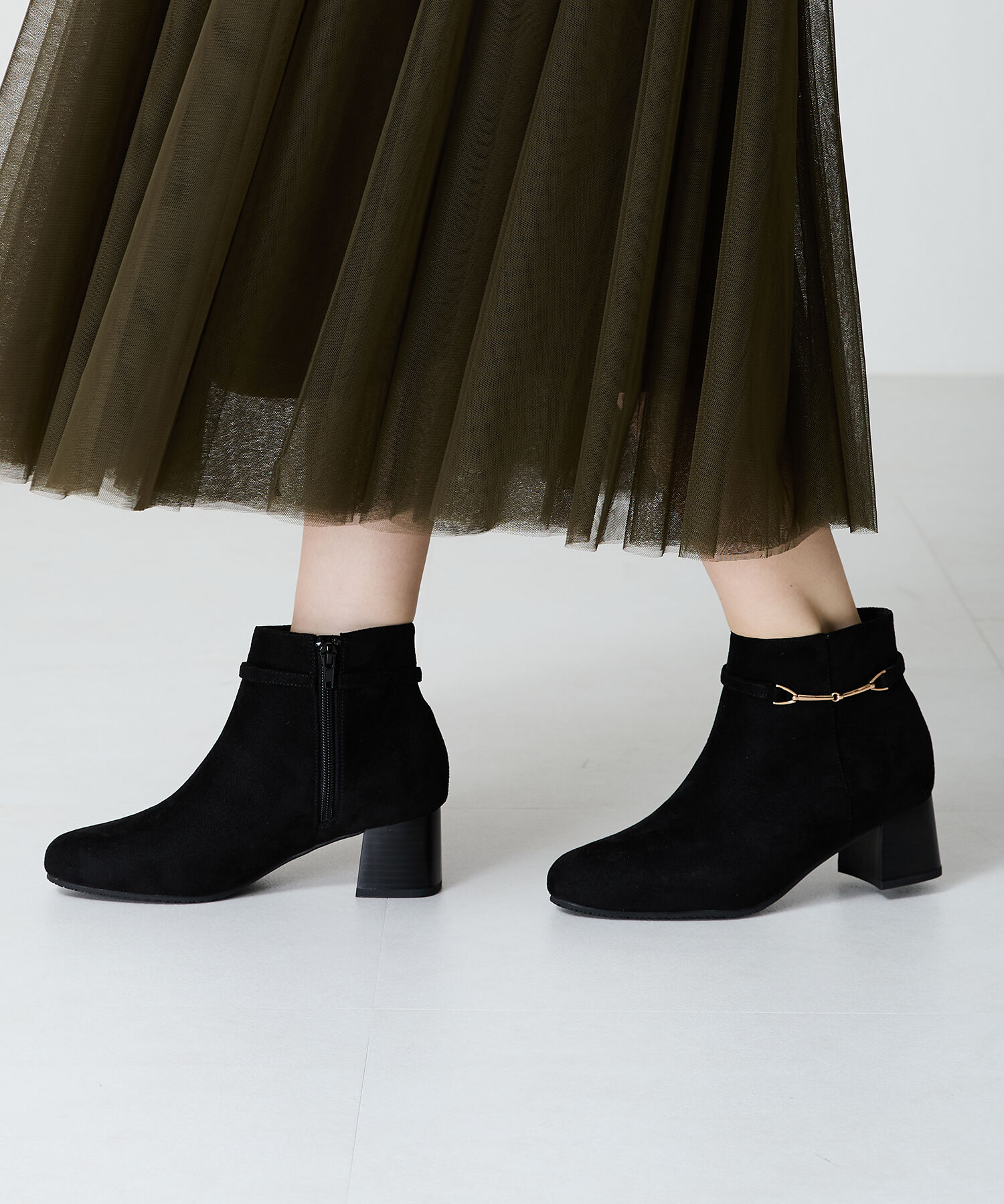 WA Oriental TRaffic「●2024秋冬新作●ビットモチーフミドルヒールブーツ/42406」|ショートブーツ|