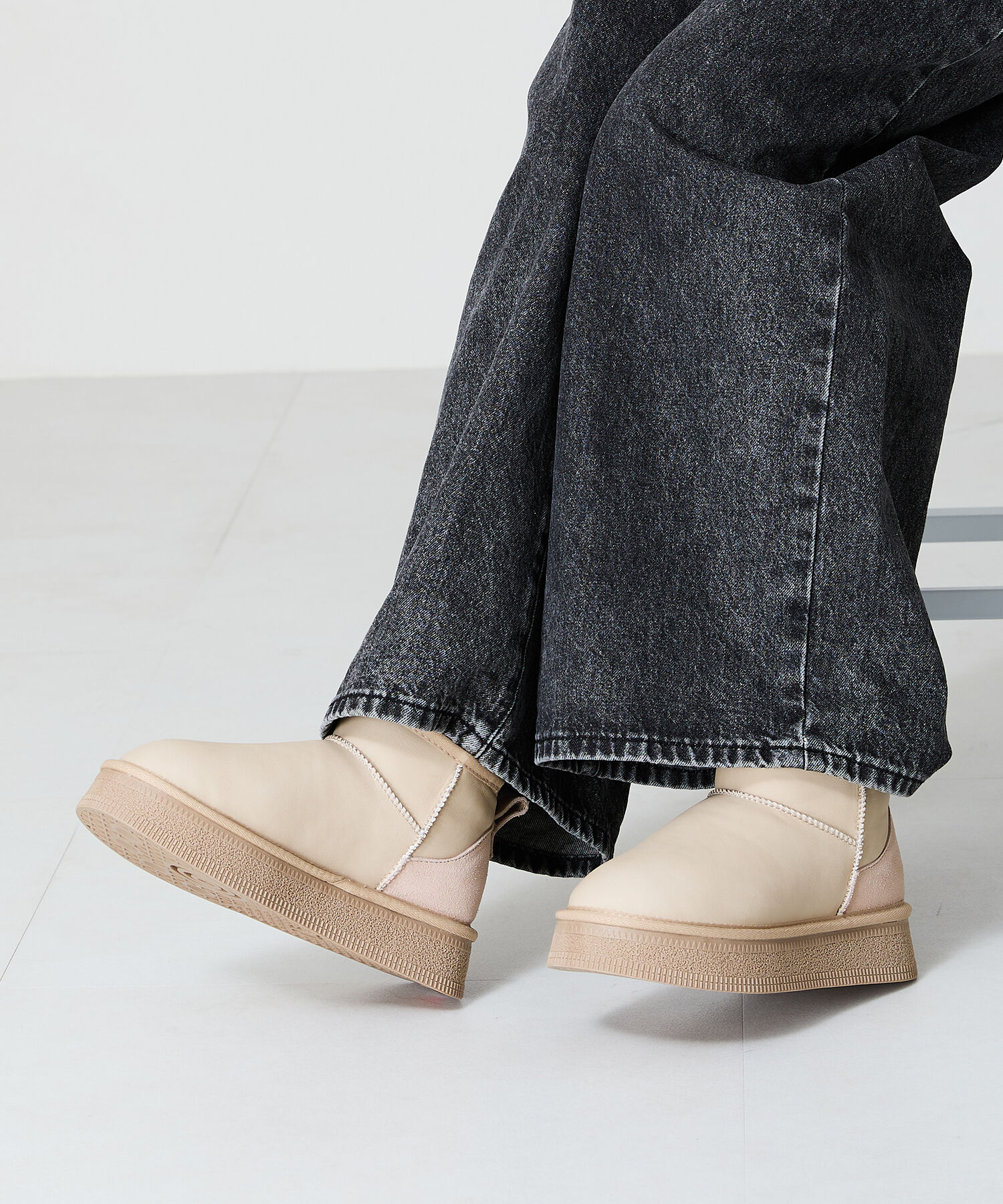 ORiental TRaffic「【 厚底 】フレアソール ムートン ショート ブーツ/41426 防寒」|ショートブーツ|