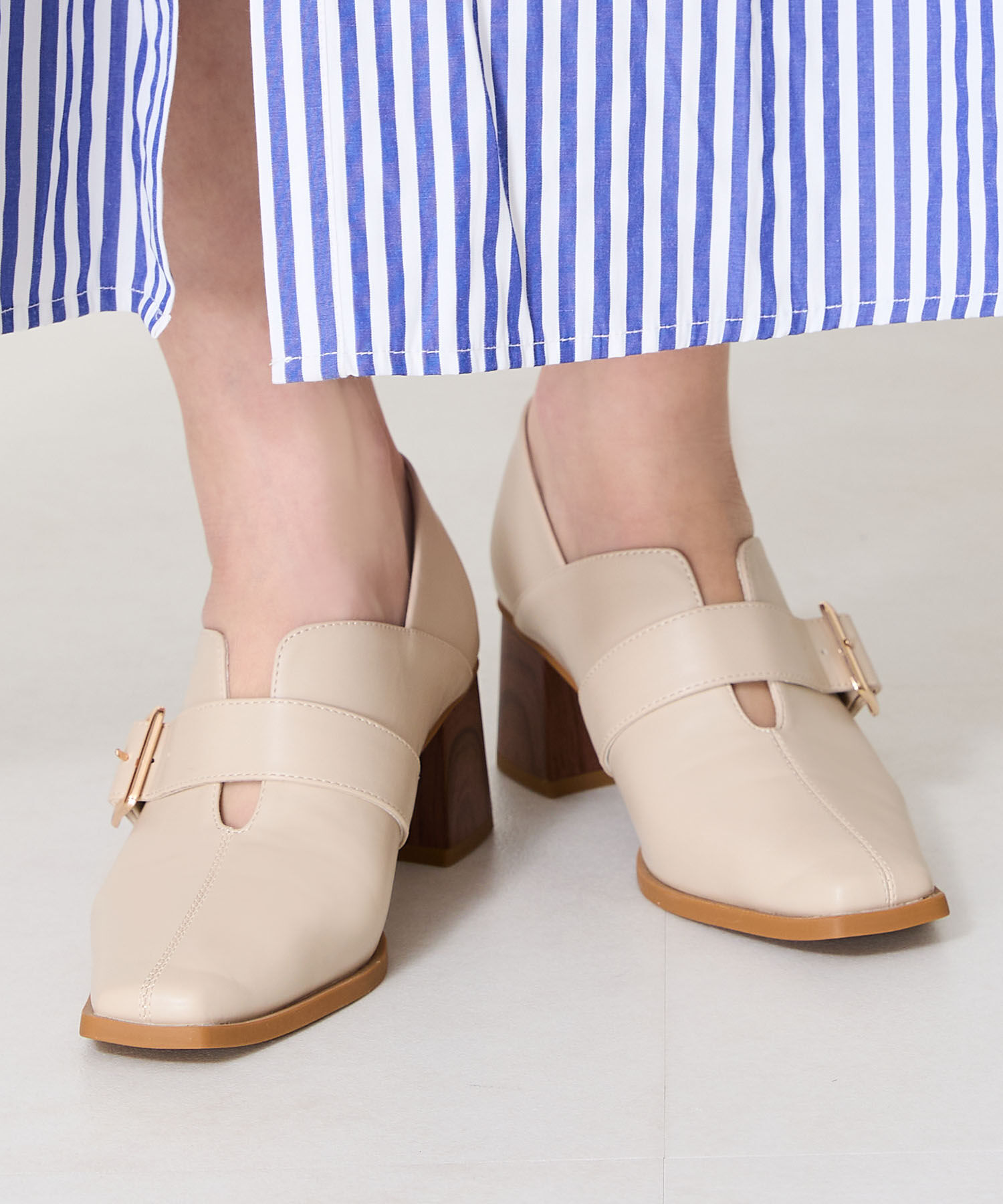 ORiental TRaffic「ウッドヒールベルトパンプス/51103 パンプス トレンド 人気 売れてる」|パンプス|