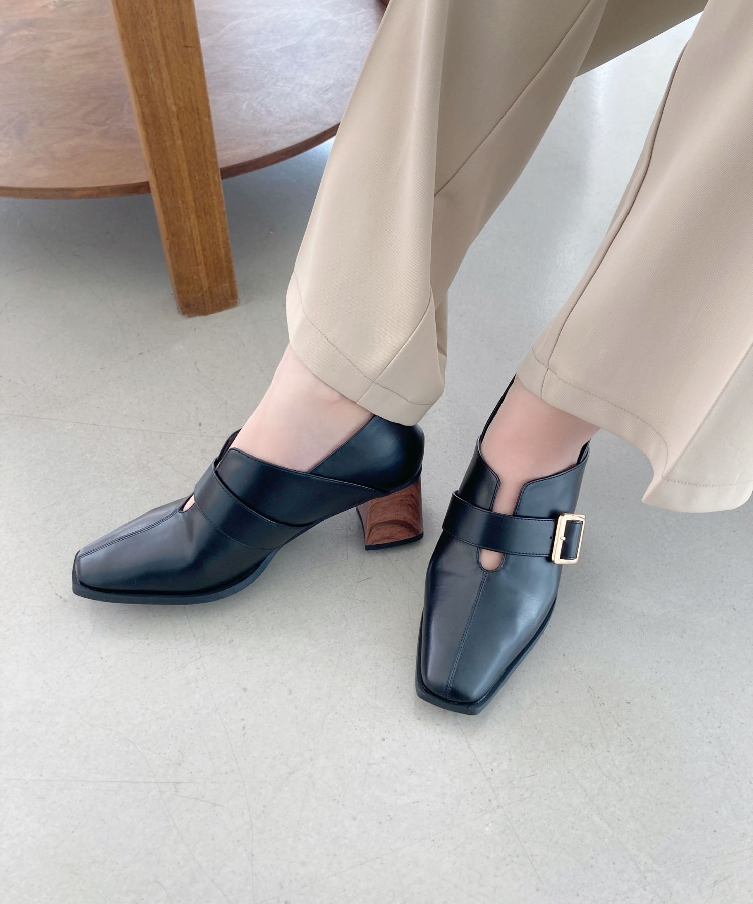 ORiental TRaffic「ウッドヒールベルトパンプス/51103 パンプス トレンド 人気 売れてる」|パンプス|