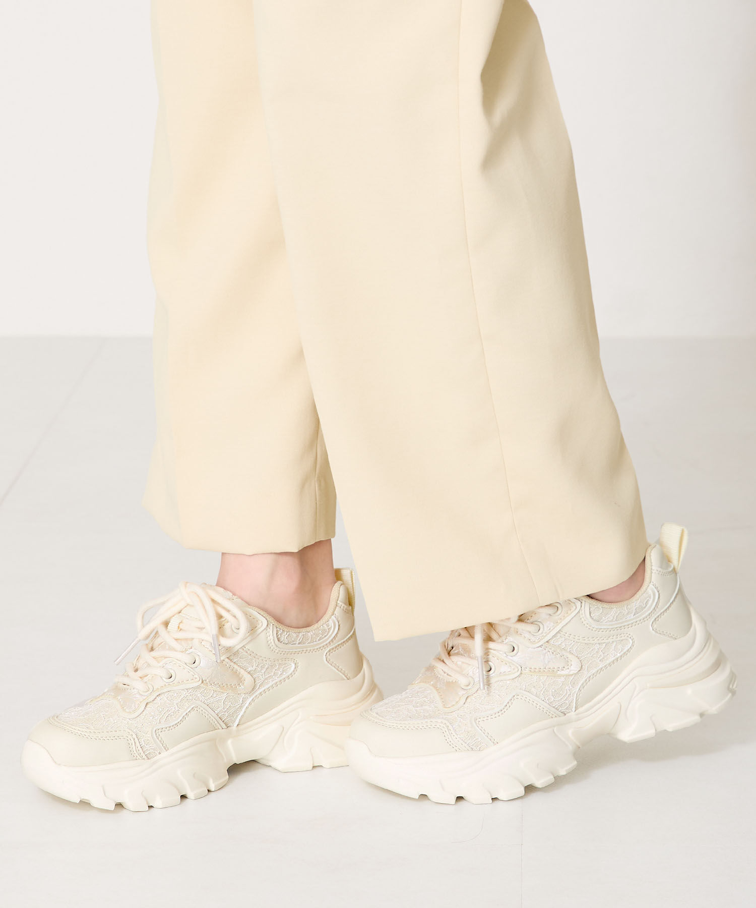 ORiental TRaffic「レース&times;ジャガード厚底スニーカー/OT3755」|スニーカー|