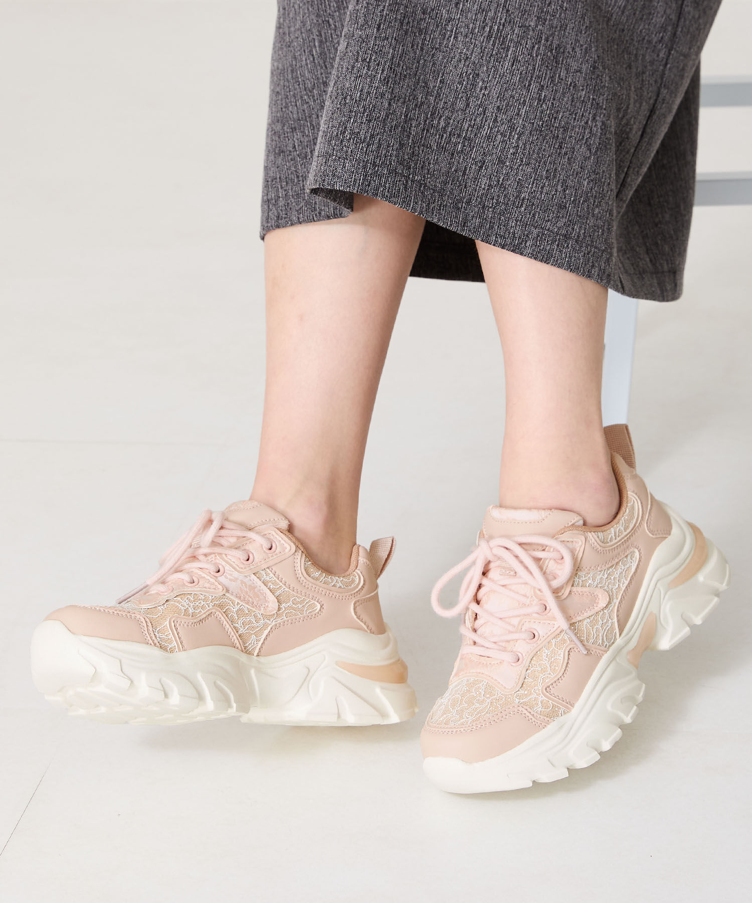 ORiental TRaffic「レース&times;ジャガード厚底スニーカー/OT3755」|スニーカー|