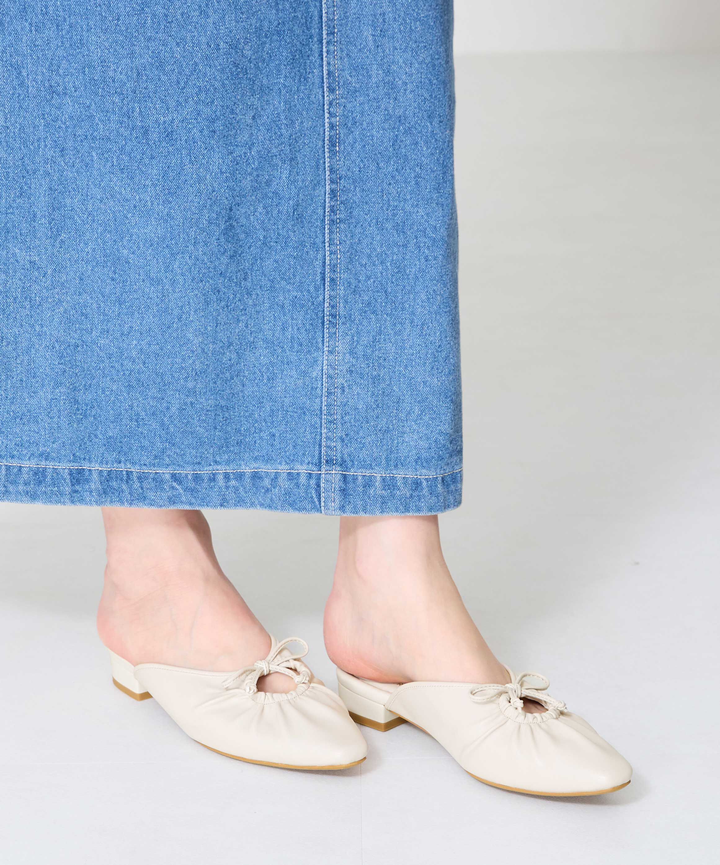 WA Oriental TRaffic「●2025春夏新作●スクエアトゥギャザーリボンミュール/52107」|パンプス|