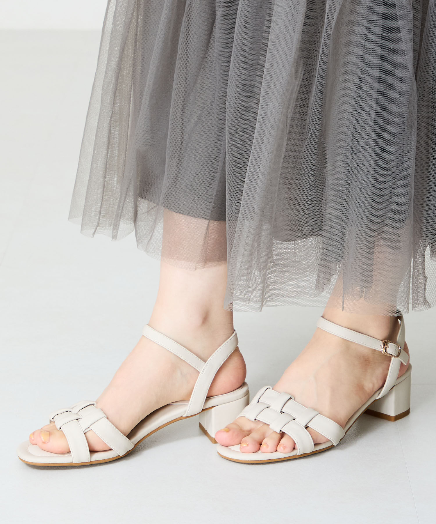 WA Oriental TRaffic「●2025春夏新作●編み込みヒールサンダル/52203 サンダル 人気 トレンド 華奢 ヒール5.2cm」|サンダル|