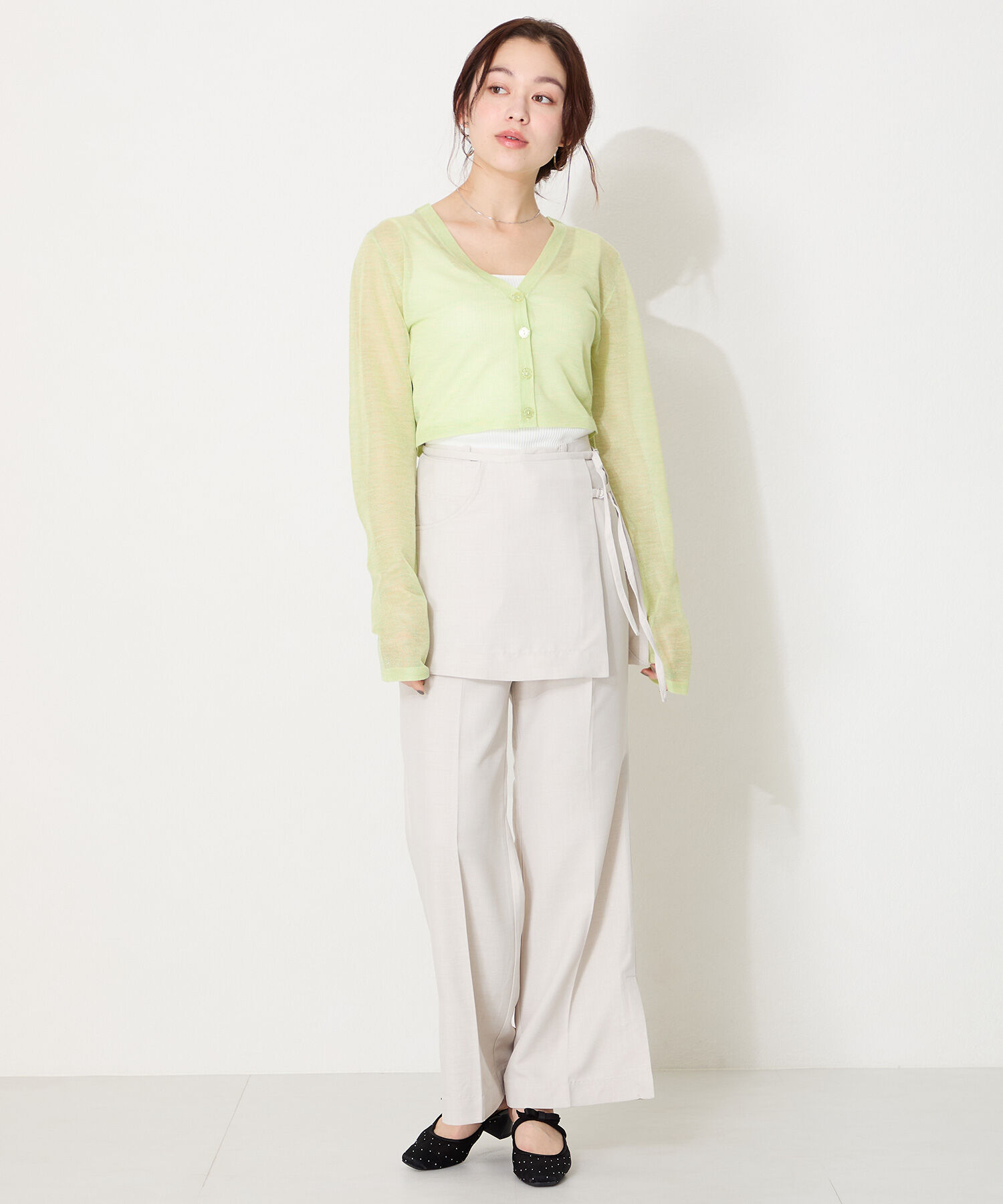 ORiental TRaffic「リボン ベル トラインストーン シアー ミュール /51124 ゴムベルト パンプス」|サンダル|