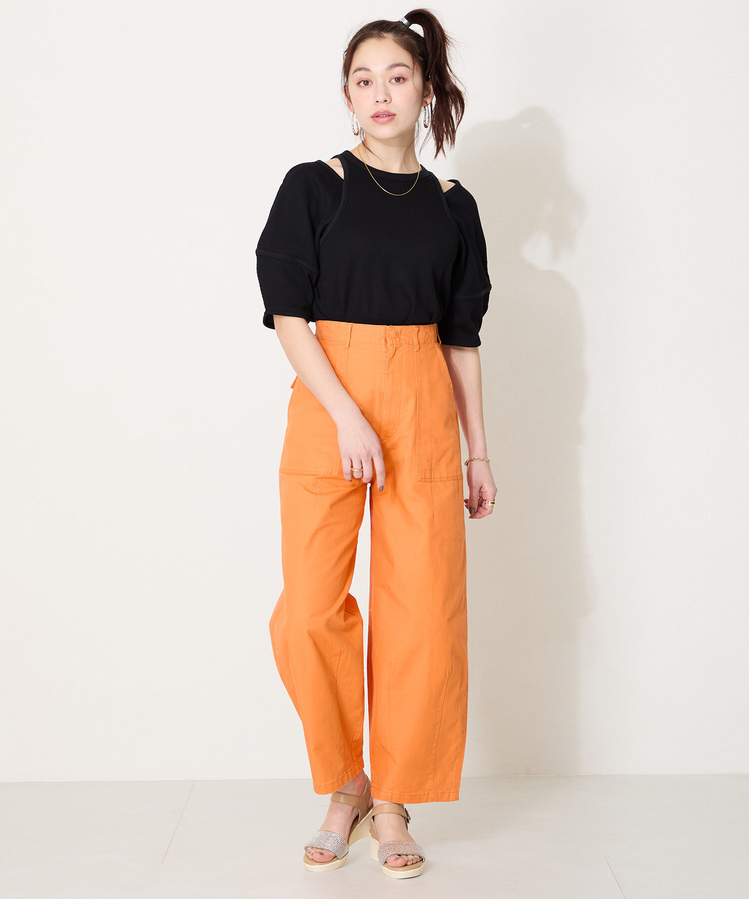 WA Oriental TRaffic「●2025春夏新作●ラインストーンウエッジヒールサンダル/52210 人気 トレンド ヒール6.5cm」|サンダル|