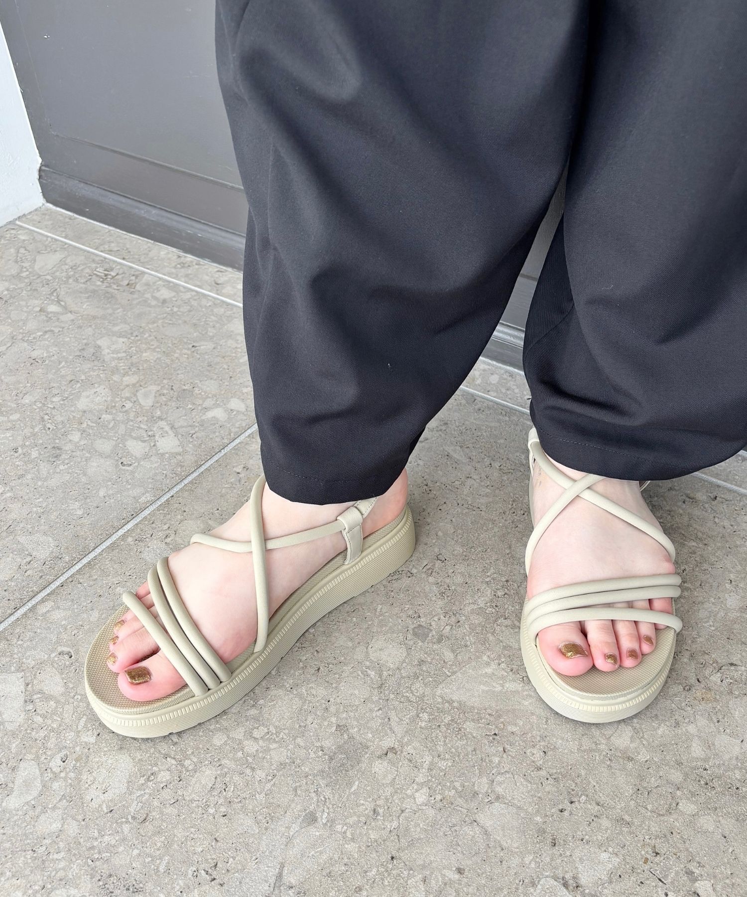 ORiental TRaffic「【WEB限定】チューブストラップスポーツサンダル/55204 厚底　スポサン 人気」|サンダル|BEIGE