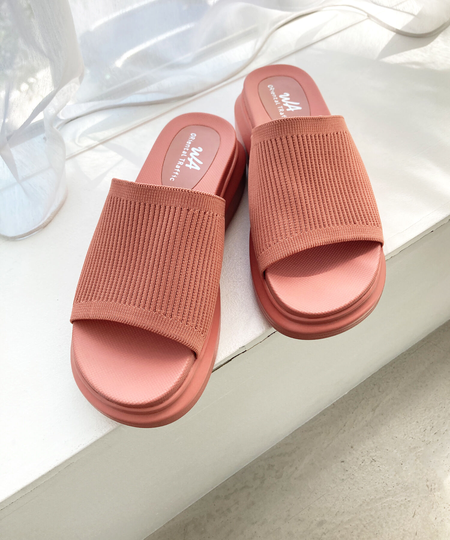 WA Oriental TRaffic「●2025春夏新作●厚底ニットミュールサンダル/52215 サンダル 厚底 ニット ミュール 人気 トレンド」|サンダル|