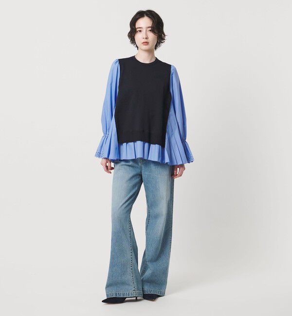 プリーツ コンビ ニット ブラウス ‐ウォッシャブル‐（UNITED ARROWS