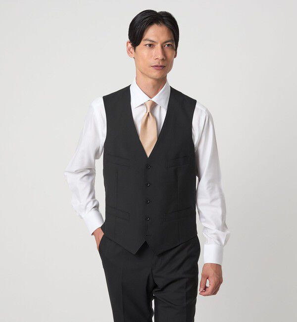 UNITED ARROWS green label relaxing「REDA トロピカル 無地 5B スーツベスト」|スーツ|BLACK