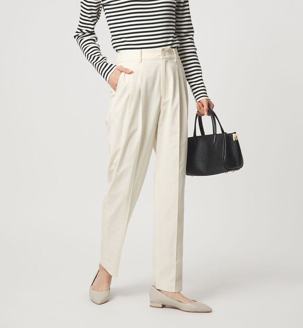 UNITED ARROWS green label relaxing「［size SHORT/TALLあり］Daily Chic タック スリム パンツ オフホワイト」|スラックス|