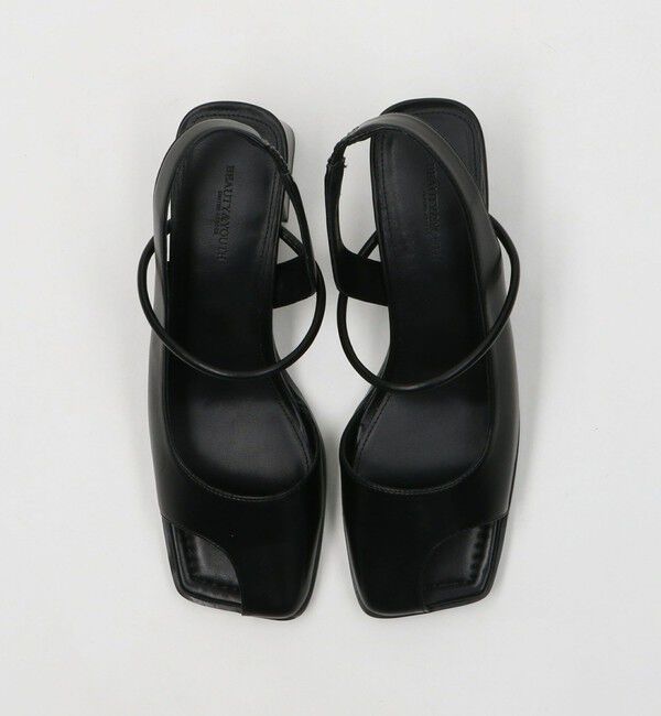BEAUTY&YOUTH UNITED ARROWS「レザーライク オープントゥ バックストラップミュール」|サンダル|