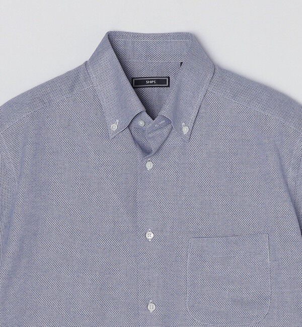 SHIPS「SHIPS: カラミ織り ボタンダウン 無地 半袖 シャツ」|シャツ・ブラウス|