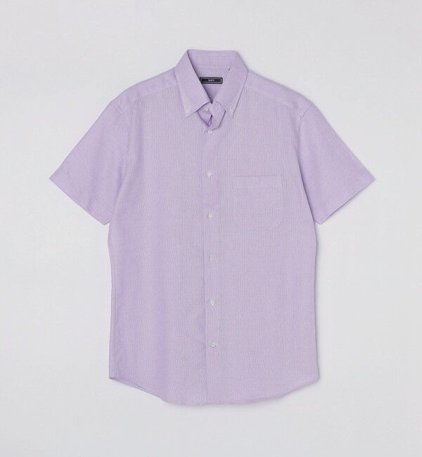 SHIPS「SHIPS: カラミ織り ボタンダウン 無地 半袖 シャツ」|シャツ・ブラウス|