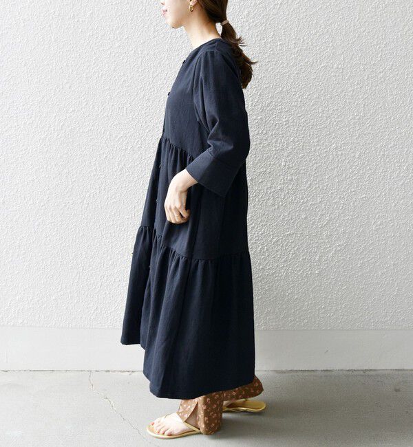 SHIPS any「SHIPS any:〈洗濯機可能〉リサイクル ブレンドリネン ティアード ワンピース 羽織り」|その他|