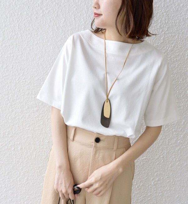 SHIPS for women「【WEB限定】〈ネックが選べる2サイズ展開〉オーガニックコットン バリエーションネック TEE」|Tシャツ・カットソー|オフホワイト