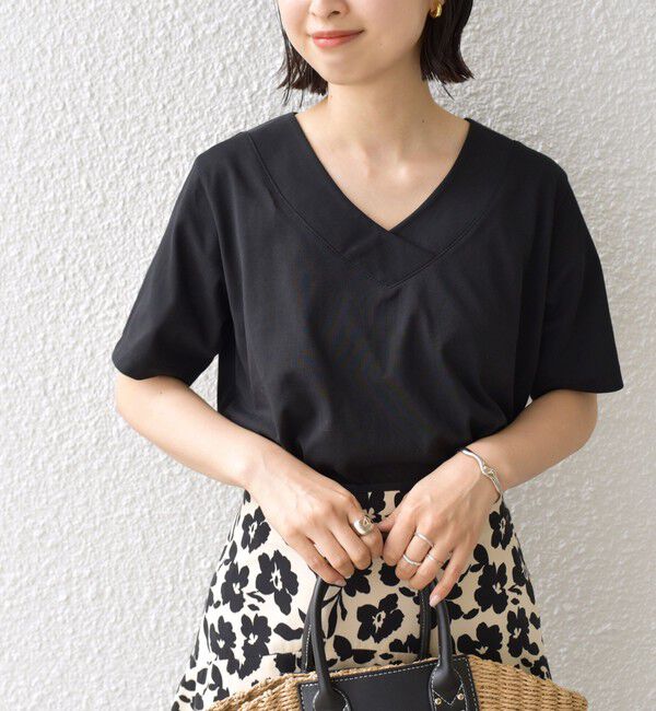 SHIPS for women「【WEB限定】〈ネックが選べる2サイズ展開〉オーガニックコットン バリエーションネック TEE」|Tシャツ・カットソー|