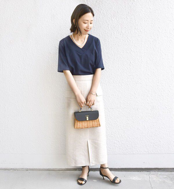 SHIPS for women「【WEB限定】〈ネックが選べる2サイズ展開〉オーガニックコットン バリエーションネック TEE」|Tシャツ・カットソー|