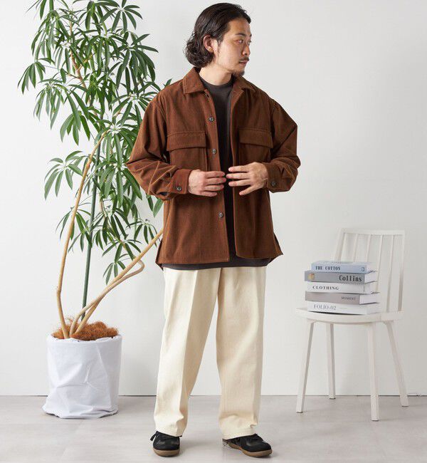 SHIPS any「SHIPS any: コットンツイル 1タック ワイド トラウザーズ 〈ナチュラル〉◇」|チノ|