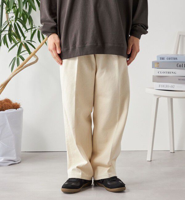SHIPS any「SHIPS any: コットンツイル 1タック ワイド トラウザーズ 〈ナチュラル〉◇」|チノ|