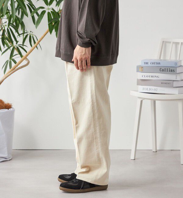 SHIPS any「SHIPS any: コットンツイル 1タック ワイド トラウザーズ 〈ナチュラル〉◇」|チノ|