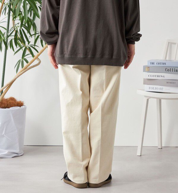 SHIPS any「SHIPS any: コットンツイル 1タック ワイド トラウザーズ 〈ナチュラル〉◇」|チノ|