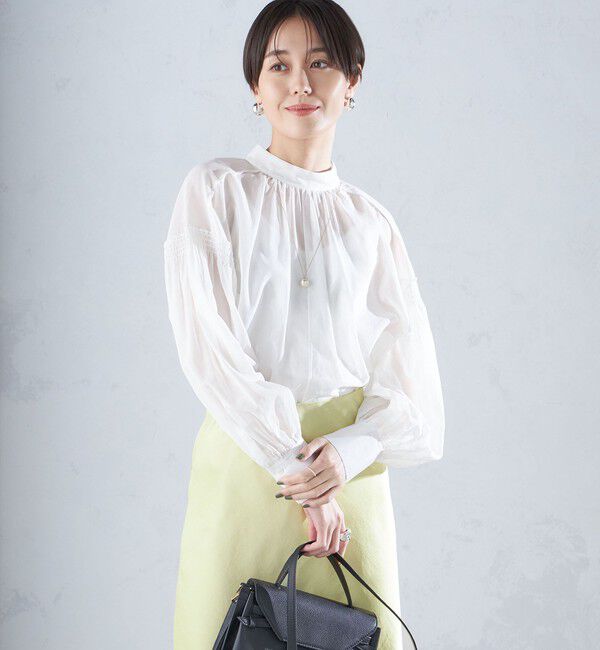 SHIPS for women「〈手洗い可能〉ボイル オーガンジー シャーリング ボリューム ブラウス 24SS ◇」|シャツ・ブラウス|