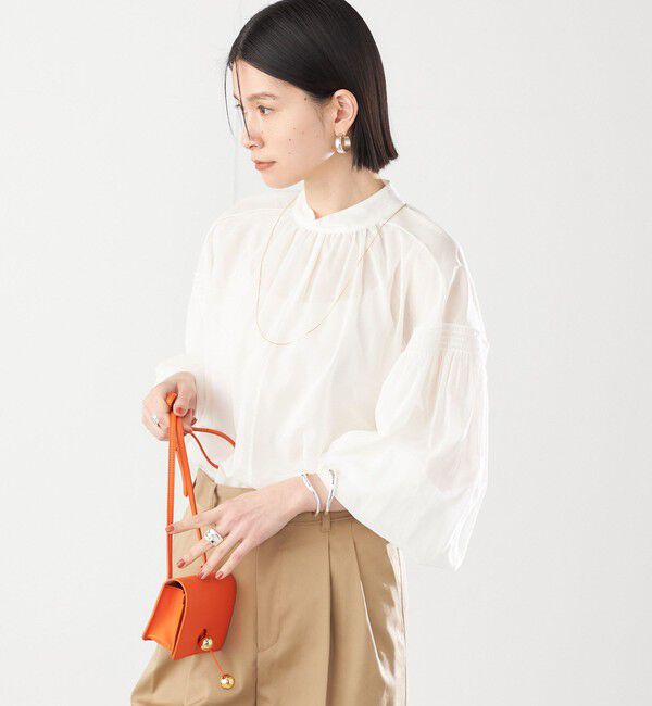 SHIPS for women「〈手洗い可能〉ボイル オーガンジー シャーリング ボリューム ブラウス 24SS ◇」|シャツ・ブラウス|