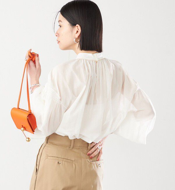 SHIPS for women「〈手洗い可能〉ボイル オーガンジー シャーリング ボリューム ブラウス 24SS ◇」|シャツ・ブラウス|