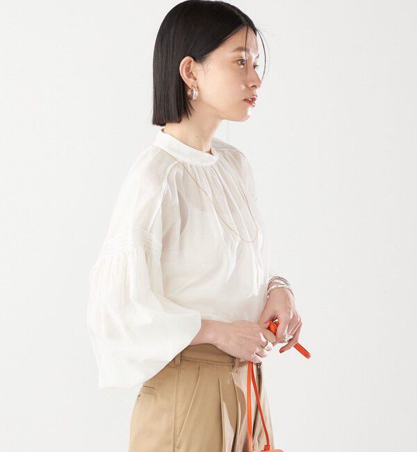 SHIPS for women「〈手洗い可能〉ボイル オーガンジー シャーリング ボリューム ブラウス 24SS ◇」|シャツ・ブラウス|