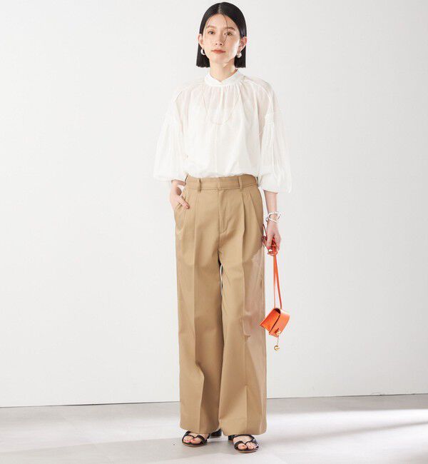 SHIPS for women「〈手洗い可能〉ボイル オーガンジー シャーリング ボリューム ブラウス 24SS ◇」|シャツ・ブラウス|