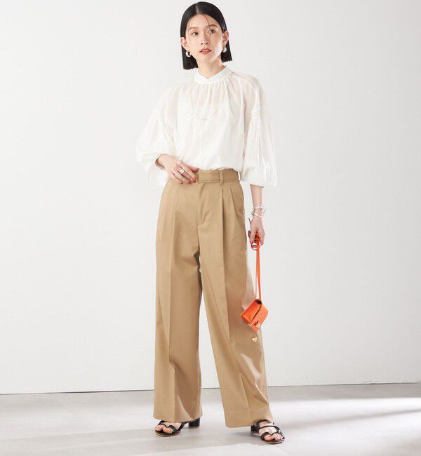 SHIPS for women「〈手洗い可能〉ボイル オーガンジー シャーリング ボリューム ブラウス 24SS ◇」|シャツ・ブラウス|