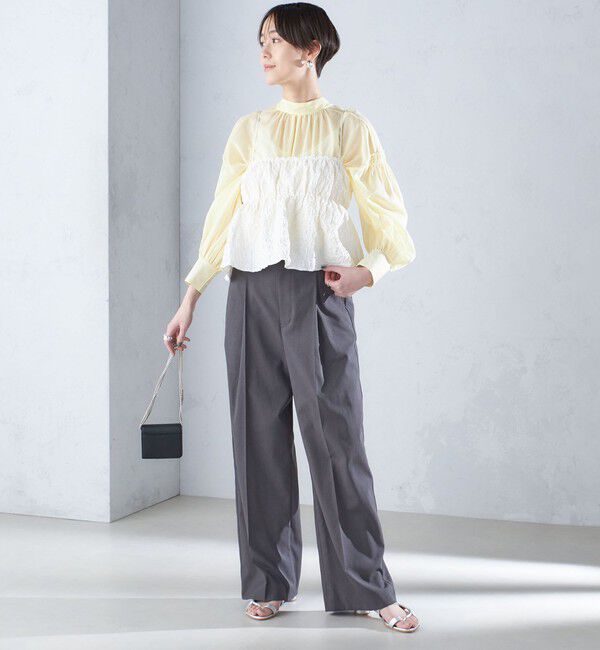 SHIPS for women「〈手洗い可能〉ボイル オーガンジー シャーリング ボリューム ブラウス 24SS ◇」|シャツ・ブラウス|