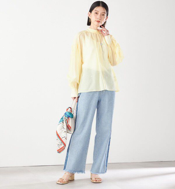 SHIPS for women「〈手洗い可能〉ボイル オーガンジー シャーリング ボリューム ブラウス 24SS ◇」|シャツ・ブラウス|