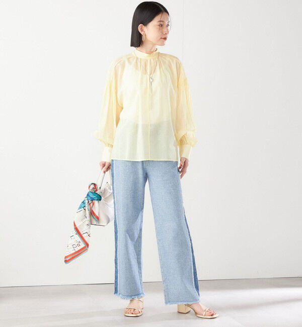 SHIPS for women「〈手洗い可能〉ボイル オーガンジー シャーリング ボリューム ブラウス 24SS ◇」|シャツ・ブラウス|