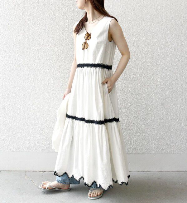 SHIPS any「bon_meur:〈洗濯機可能〉ブランケット エンブロイダリー ティアード ワンピース」|ワンピース|