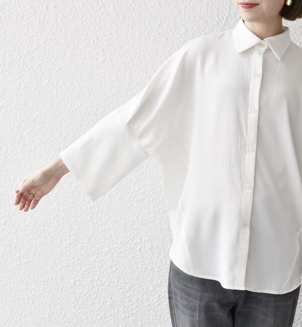 SHIPS any「SHIPS any:〈手洗い可能〉ラフ サテン ビック シルエット シャツ」|シャツ・ブラウス|