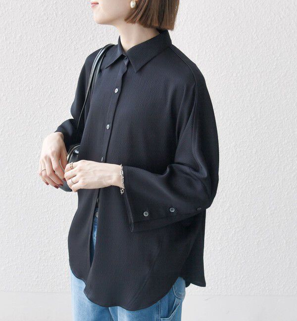 SHIPS any「SHIPS any:〈手洗い可能〉ラフ サテン ビック シルエット シャツ」|シャツ・ブラウス|