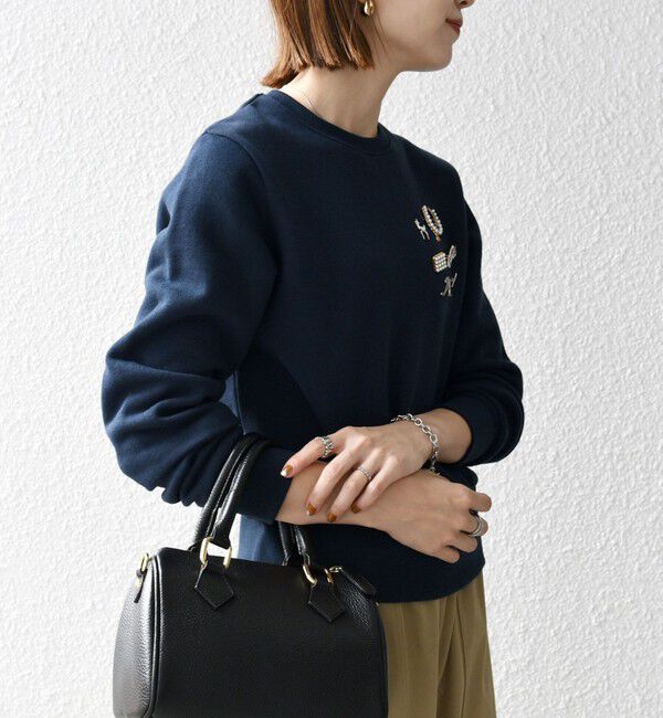 SHIPS any「SHIPS any:〈手洗い可能〉裏起毛 ビジュー クルーネック コンパクト プルオーバー」|スウェット・ジャージ|