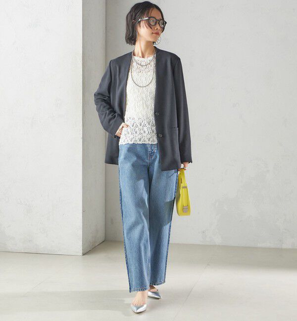 SHIPS for women「〈手洗い可能〉ラッセル レース クルーネック カットソー」|Tシャツ・カットソー|