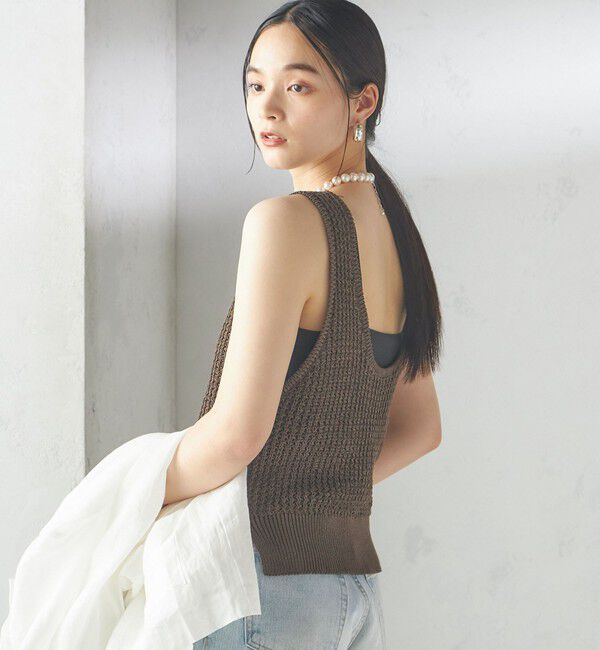 SHIPS for women「〈手洗い可能〉ペーパー ポリエステル ノースリーブ プルオーバー」|ベスト・ジレ|