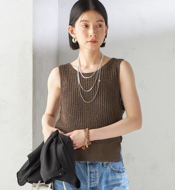 SHIPS for women「〈手洗い可能〉ペーパー ポリエステル ノースリーブ プルオーバー」|ベスト・ジレ|