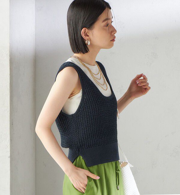 SHIPS for women「〈手洗い可能〉ペーパー ポリエステル ノースリーブ プルオーバー」|ベスト・ジレ|
