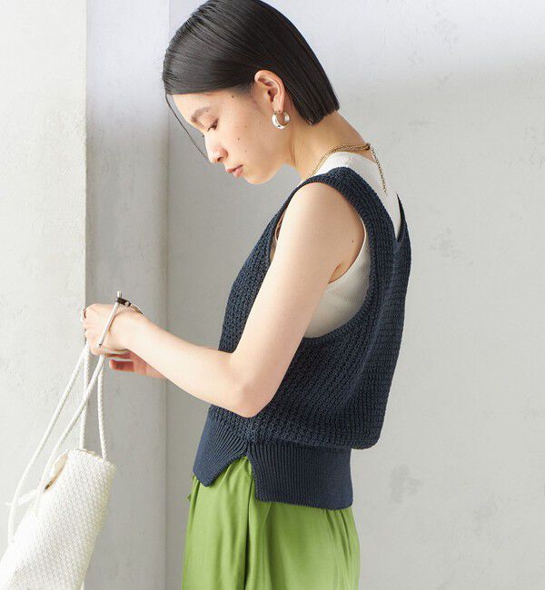SHIPS for women「〈手洗い可能〉ペーパー ポリエステル ノースリーブ プルオーバー」|ベスト・ジレ|